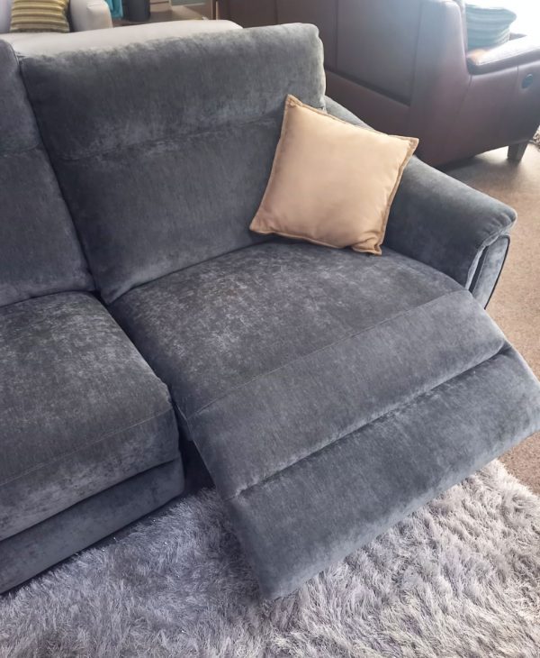 Volante Sofa - Grey fabric 3 seater power recliner & 2 seater static 5