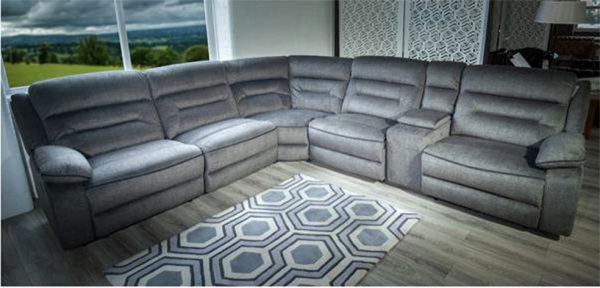 Grey Corner Sofa with Additional Seat