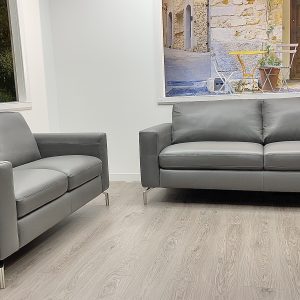 Emilia - Modern Soft Grey Leather 3 & 2 Seater